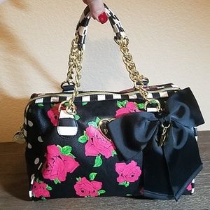 Betsey Johnson Floral & Stripe Purse